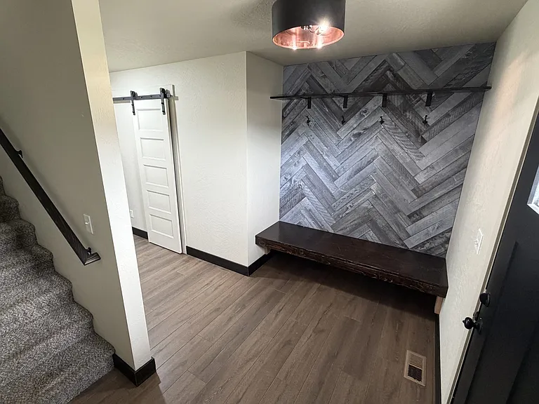 front entry bench and coat hooks