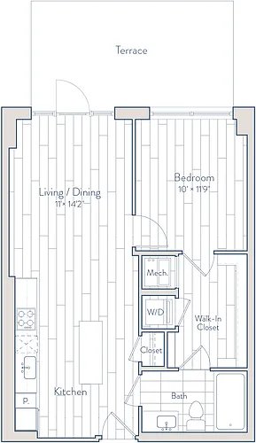 Floor plan 1 Bed/1 Bath-C10-c