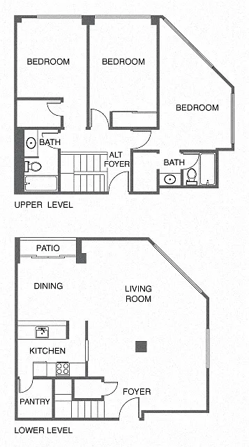 Floor plan Renovated 3 Bed, 2 Bath