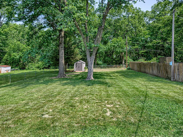 Backyard from the edge of the concrete patio, most of the yard is in the back for pets and kiddos
