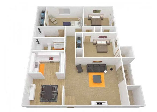Floor plan 3 Bedroom 2 Bath