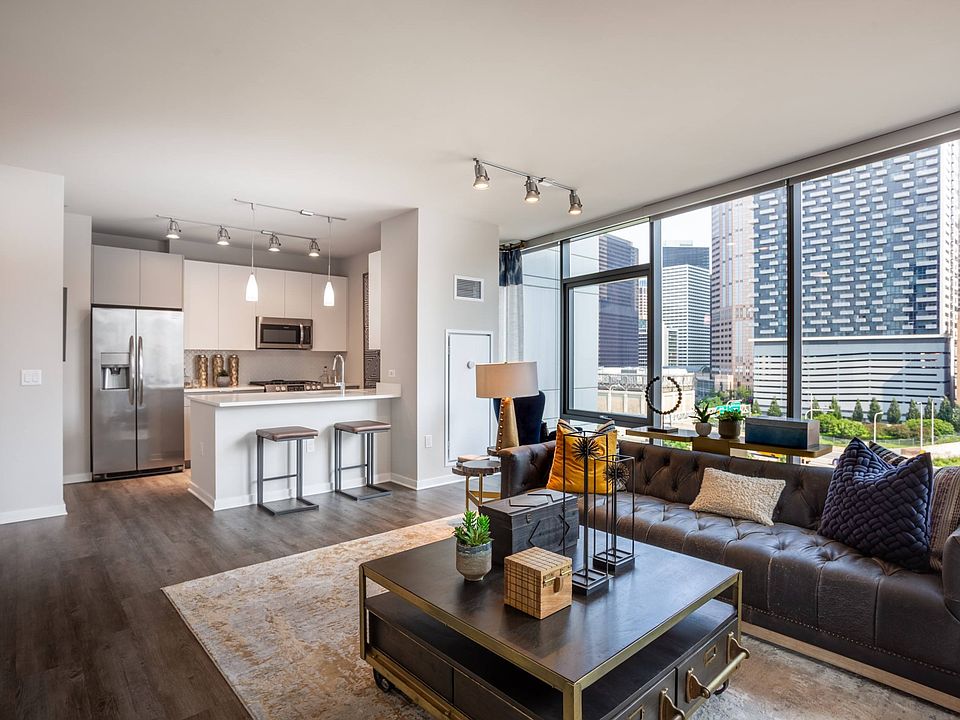 Open Concept Living Room at The Grand Central Apartments in Chicago, IL 60607