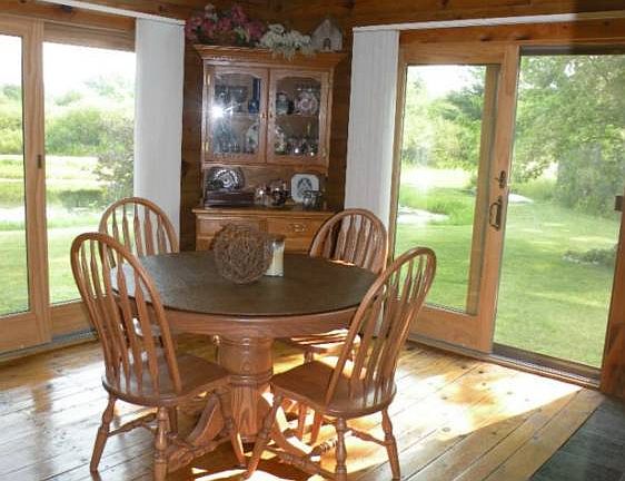 Vaulted dining area.