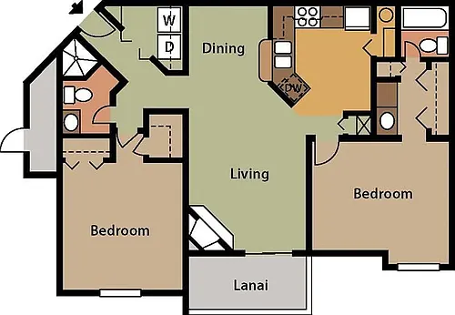 Floor plan The Holly 2x2 1165 Sq Ft
