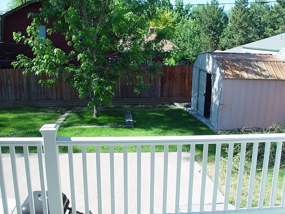View of backyard from deck.