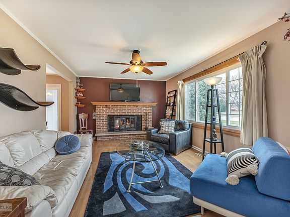 Large family room with fireplace.