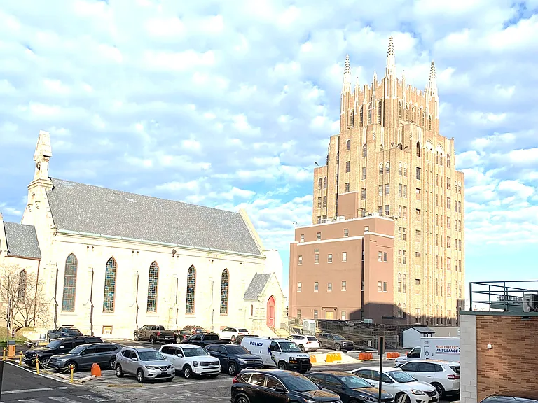 Temple Episcopal Hospital across the street.