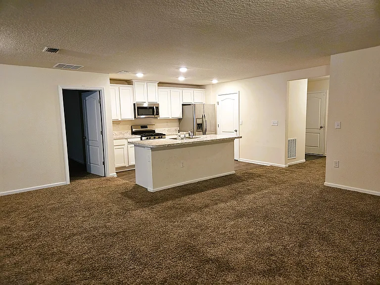 Living room towards kitchen island