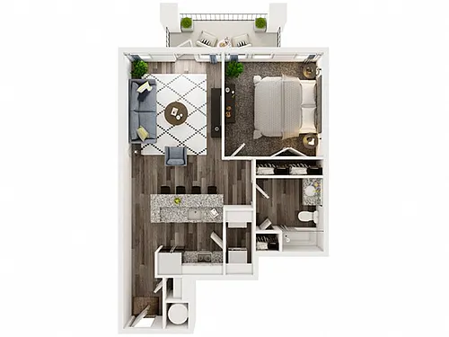 Floor plan 1 Bed 1 Bath E