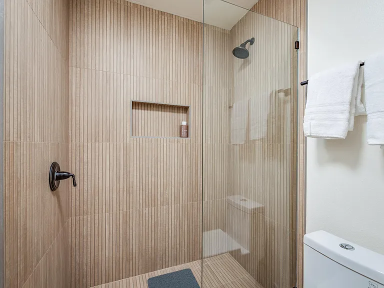 New bathroom, completed in 2023. Step-free walk-in shower
