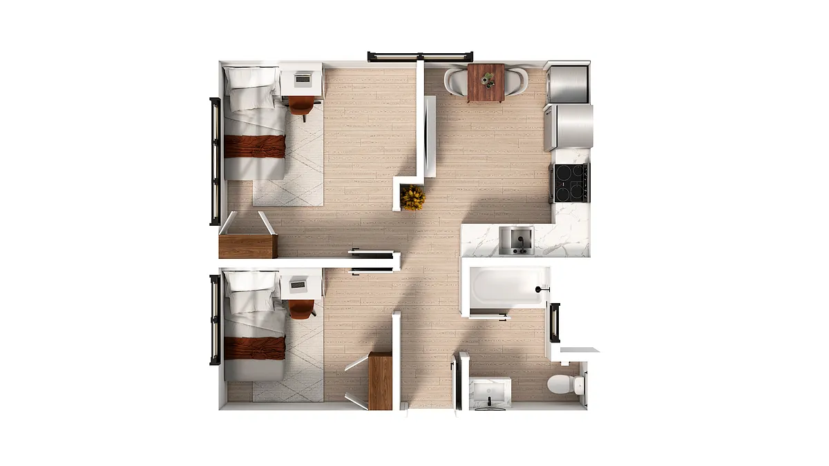 Floor plan 2 Bedroom | 1 Bath A
