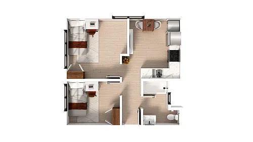 Floor plan 2 Bedroom | 1 Bath A