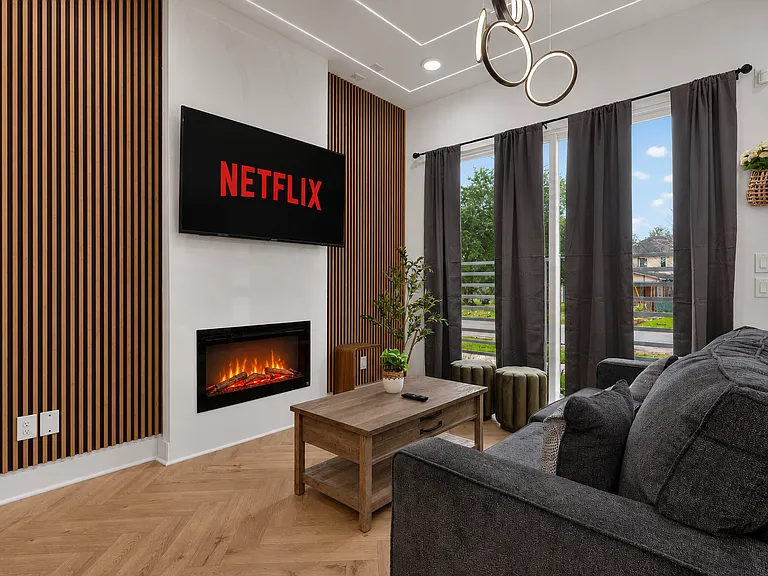 Picture yourself watching a movie by the fire