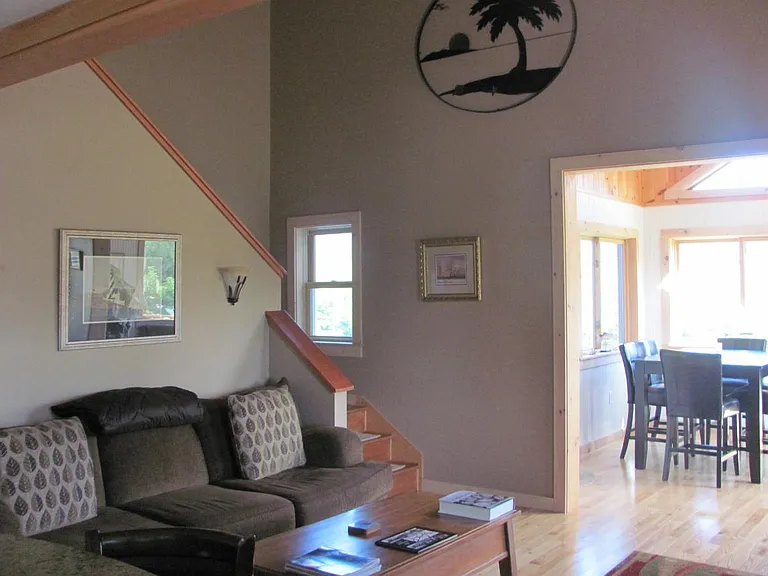 Living room with cathedral ceiling