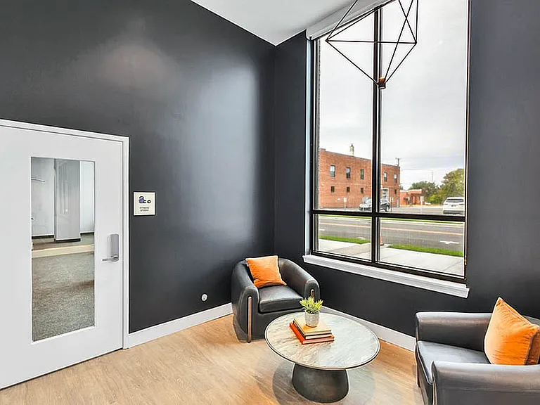Small Lounge Area with Large Windows