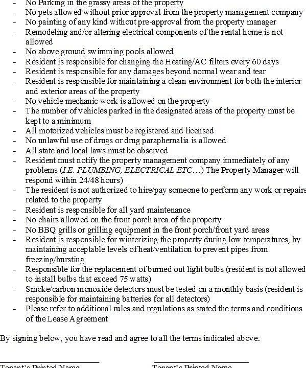 Resident Rules & Regulations