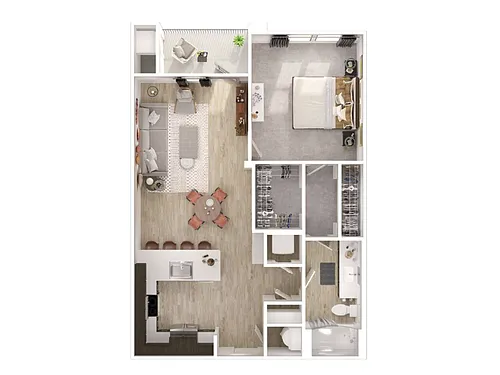Floor plan A3 - One Bedroom, One Bathroom