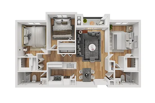 Floor plan 3BD, 2BTH C2