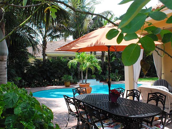 Lush pool area
