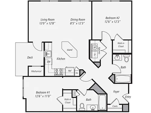 Floor plan 2BR - 2BA C