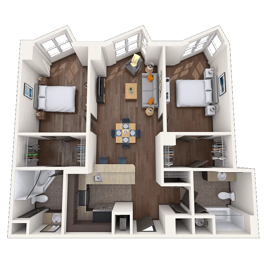 Floor plan Traditional 2x2 892-1470 SF