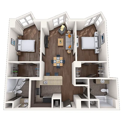 Floor plan Traditional 2x2 892-1470 SF