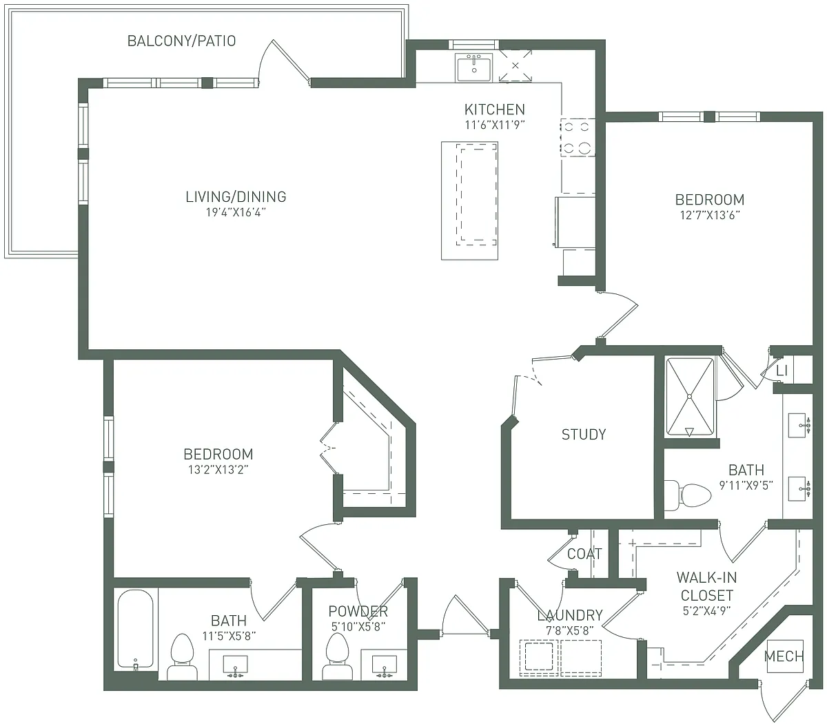 Floor plan 2x2.5 Study
