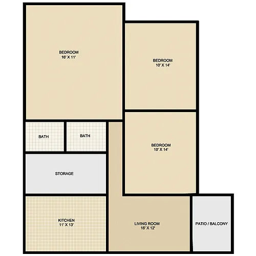 Floor plan The Peak (3 Bed/2 Bath)
