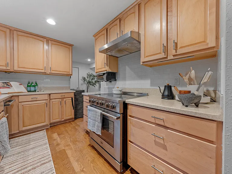 Kitchen with induction stove from the dining room
