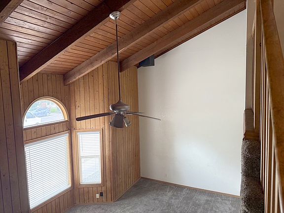 Vaulted ceiling in living room