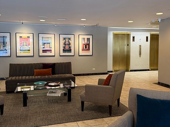 Lobby with 2 elevators
