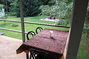 Wonderful, covered back porch to enjoy large, level back yard.