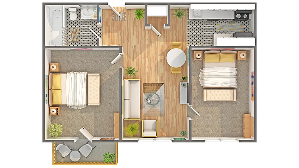 Floor plan Meredith Two Bedroom
