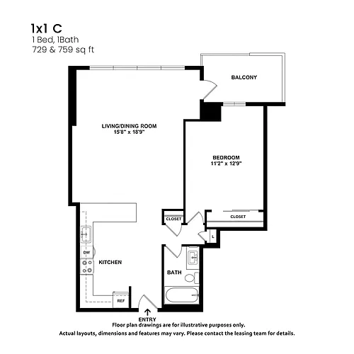 Floor plan 1X1 C