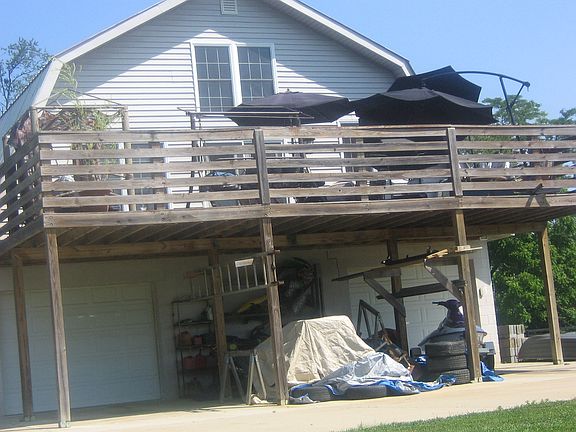 Back of building with deck