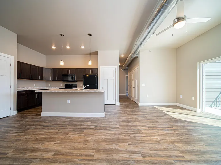 The Sterling: Kitchen and Living Room