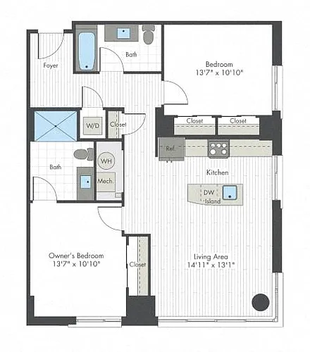 Floor plan 2 Bed/2 Bath-M1