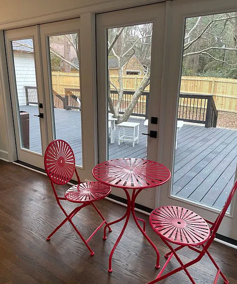 French doors to oversized back deck