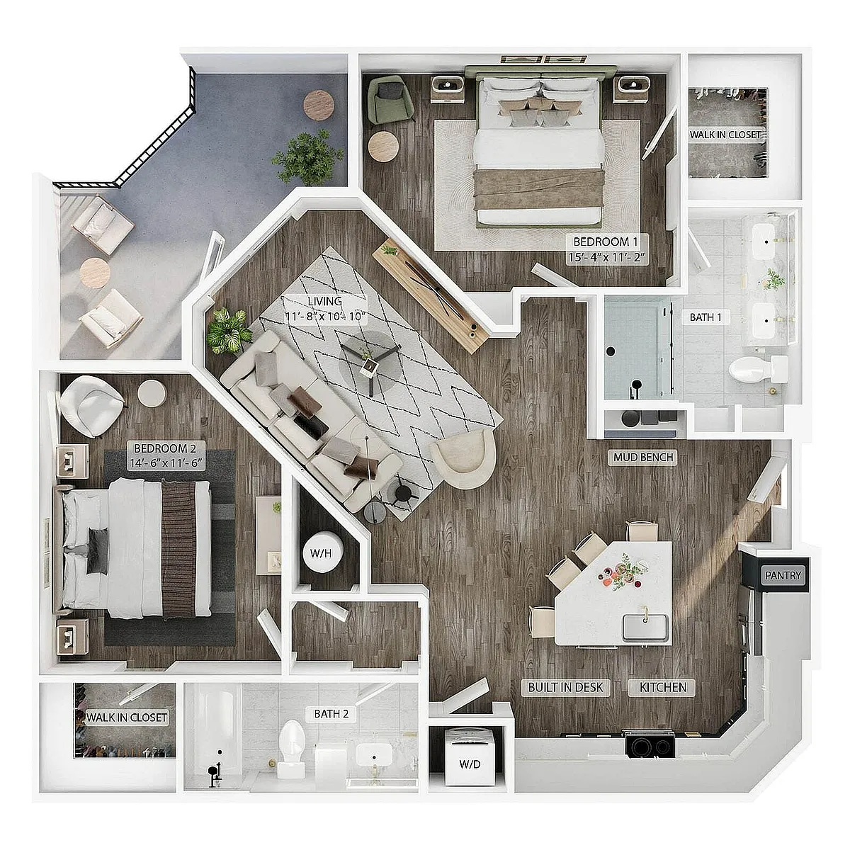 Floor plan 2BR/2BA - B5