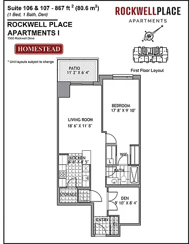 Floor plan 1 Bedroom + Den