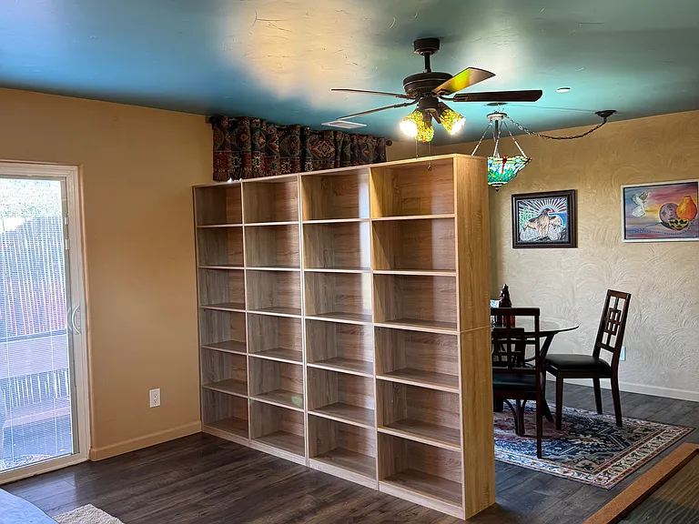 built in bookcases and second area upstairs