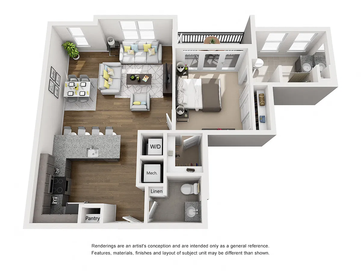 Floor plan Floor Plan E One Bedroom / One and a Half Bath w/B