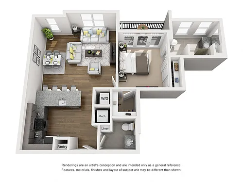 Floor plan Floor Plan E One Bedroom / One and a Half Bath w/B