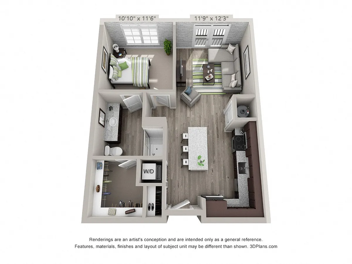 Floor plan 1 Bedroom E