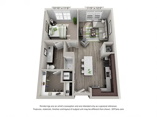 Floor plan 1 Bedroom E