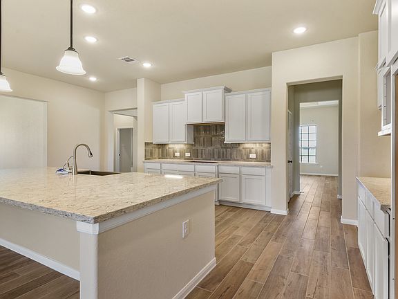 Island with pendant lighting