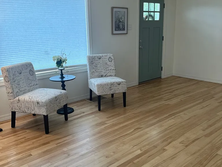 Living room with front door