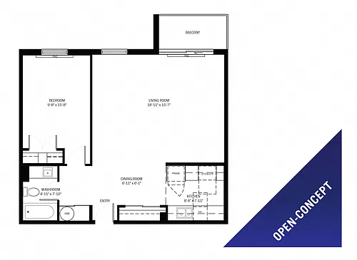 Floor plan 1 Bed 1 Bath B 27 Leaside & 56 Windward