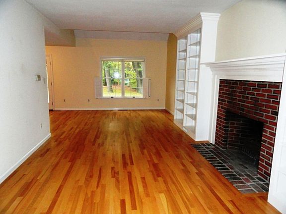 Wood fireplace in living area
