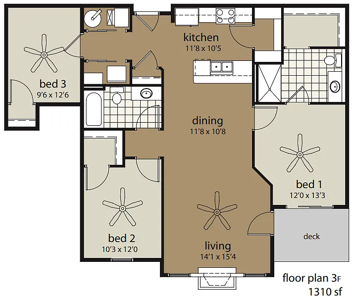 Floor plan 3F 1310 sf